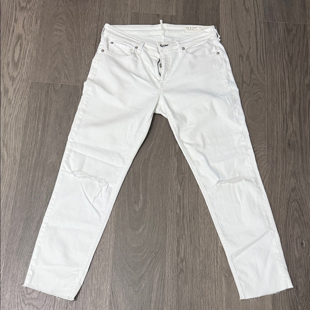 rag & bone White Slim Straight Jeans